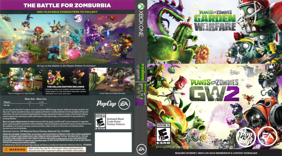 Plants vs. Zombies Garden Warfare 1 & 2 Xbox One Cover - DVDcover.Com