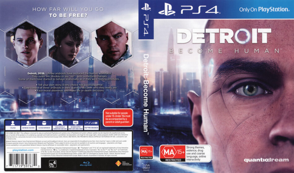 Detroit: Become Human - Replacement PS4 Cover and Case. NO GAME!!