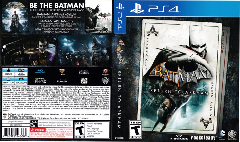 Batman Return to Arkham (2016) PS4 Cover 