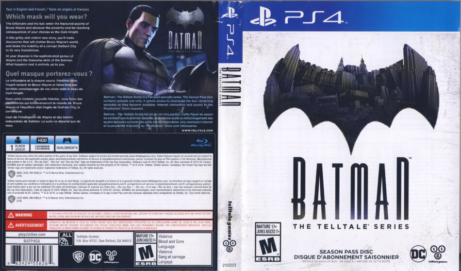Batman the Telltale Series (2016) PS4 Cover 