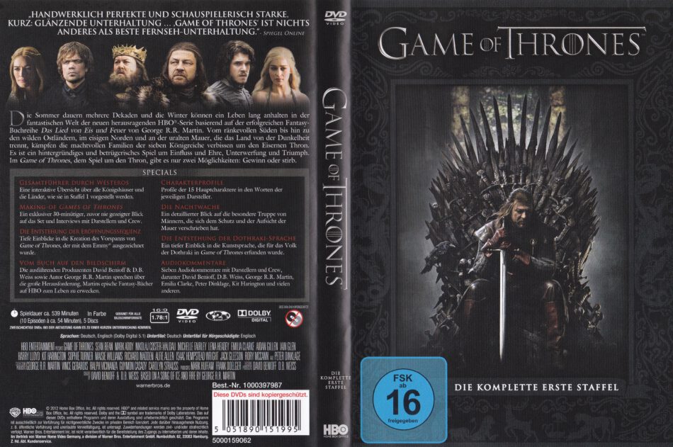 game of thrones complete season 1 dvd cover