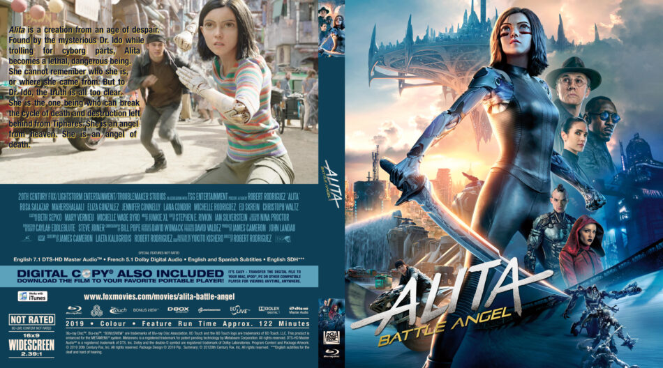Alita: Battle Angel (2019) R1 Custom Blu-Ray Cover & Label 