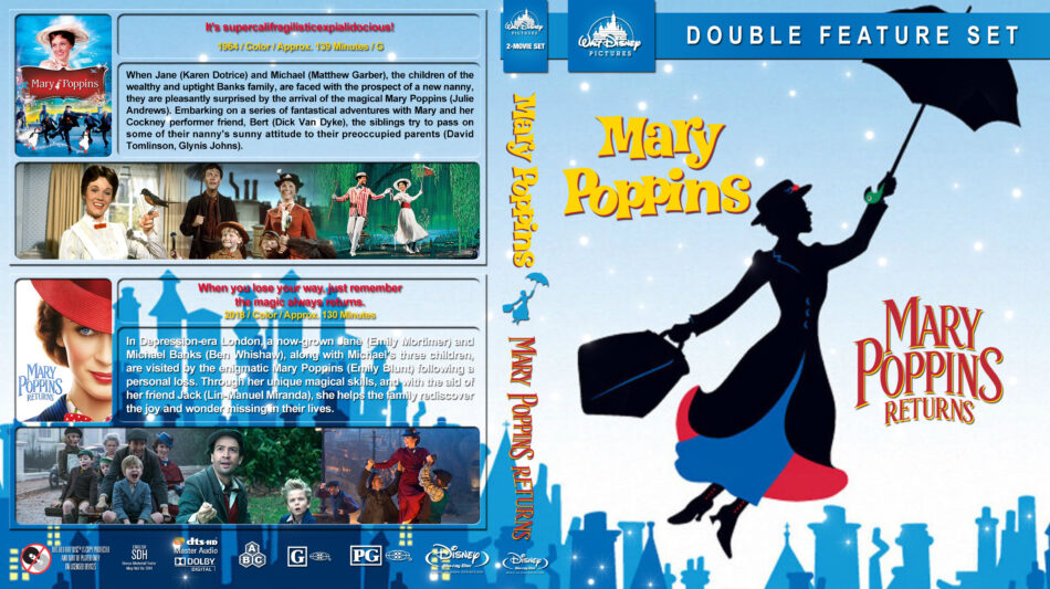 Mary Poppins Double Feature (1964-2018) R1 Custom Blu-Ray Cover ...