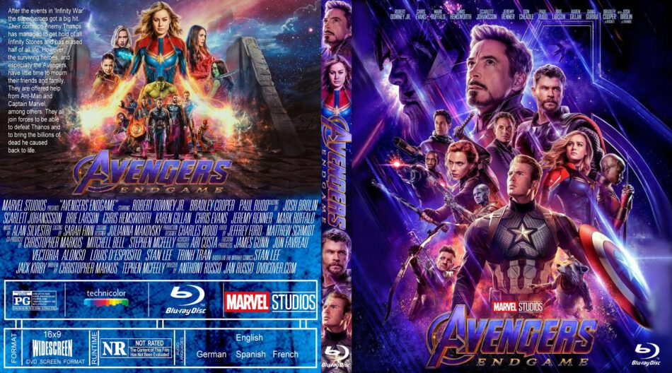 Avengers Endgame (2019) R0 Custom Blu-Ray Cover.