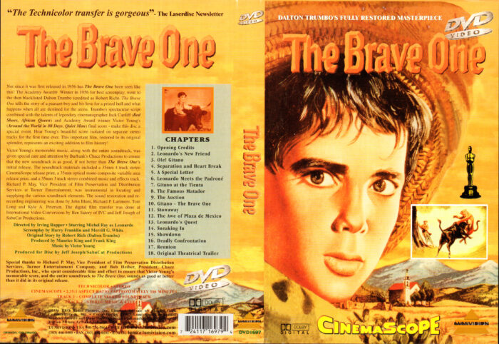 THE BRAVE ONE (1956) R1 DVD COVER & LABEL 
