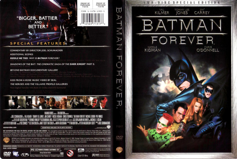 BATMAN FOREVER (1995) R1 SE DVD COVER & LABELS 