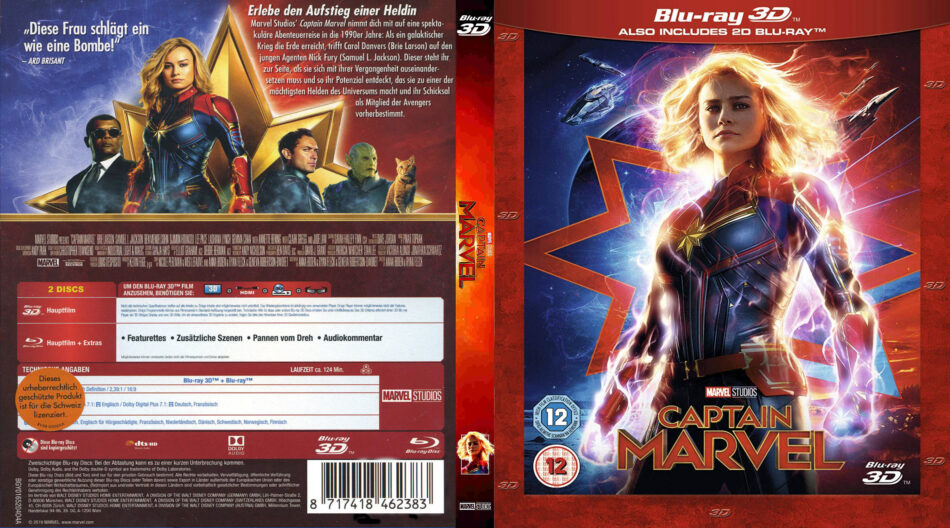 Captain Marvel 3D (2019) R2 German BluRay Cover