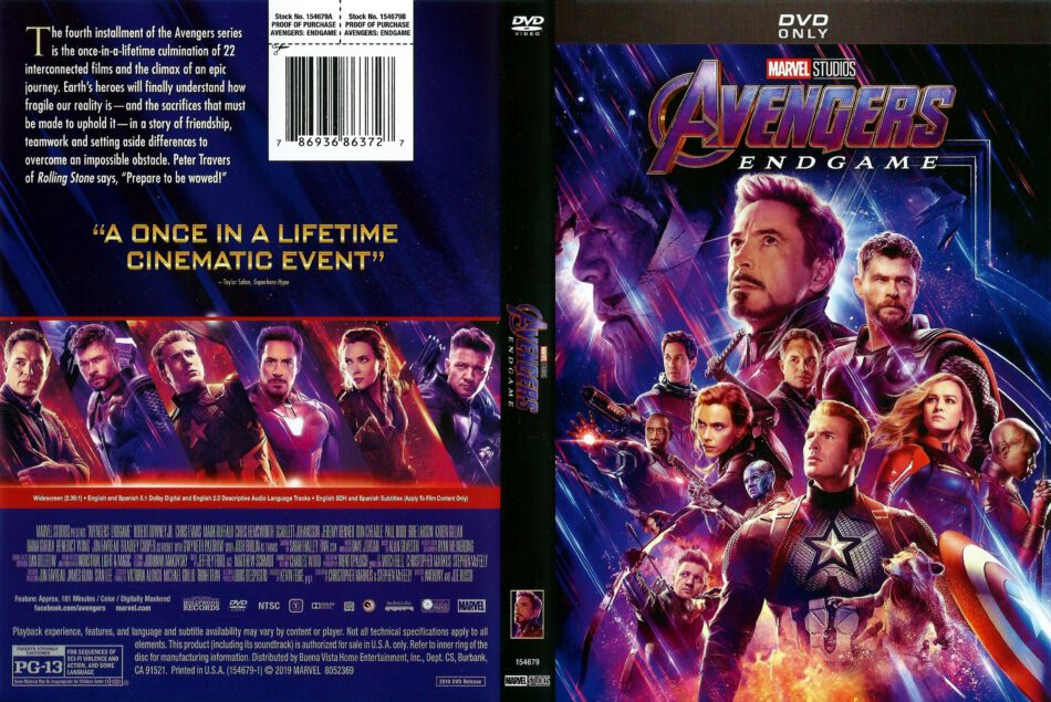 Avengers Endgame (2019) R1 DVD Cover