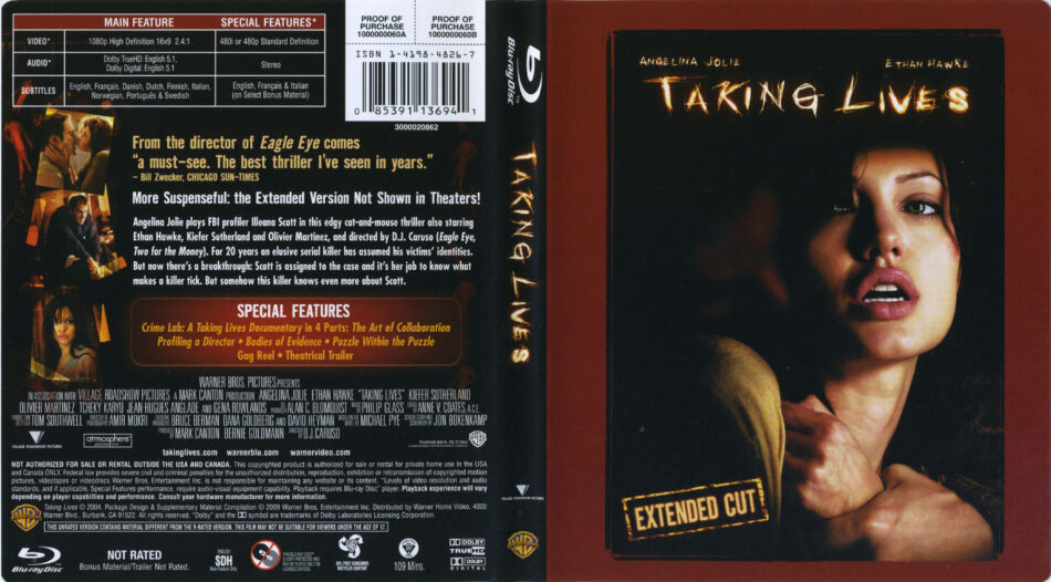Taking Lives (2004) R1 Blu-Ray Cover & label - DVDcover.Com