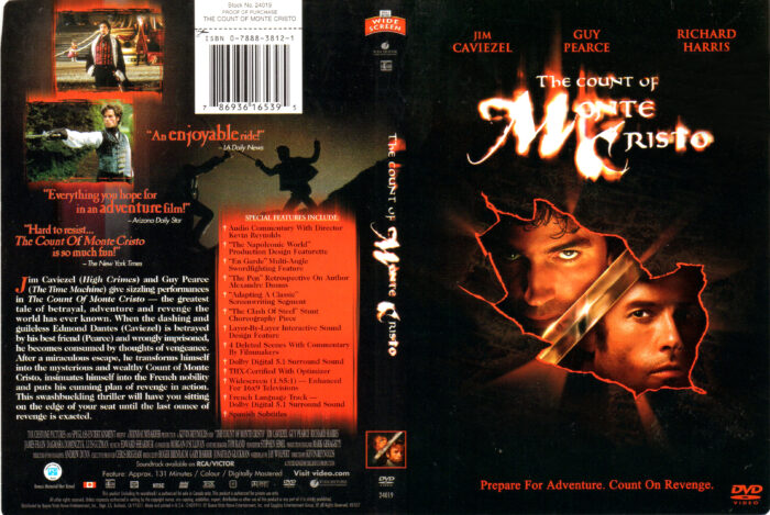 THE COUNT OF MONTE CRISTO 2002 R1 DVD COVER LABEL DVDcover.Com