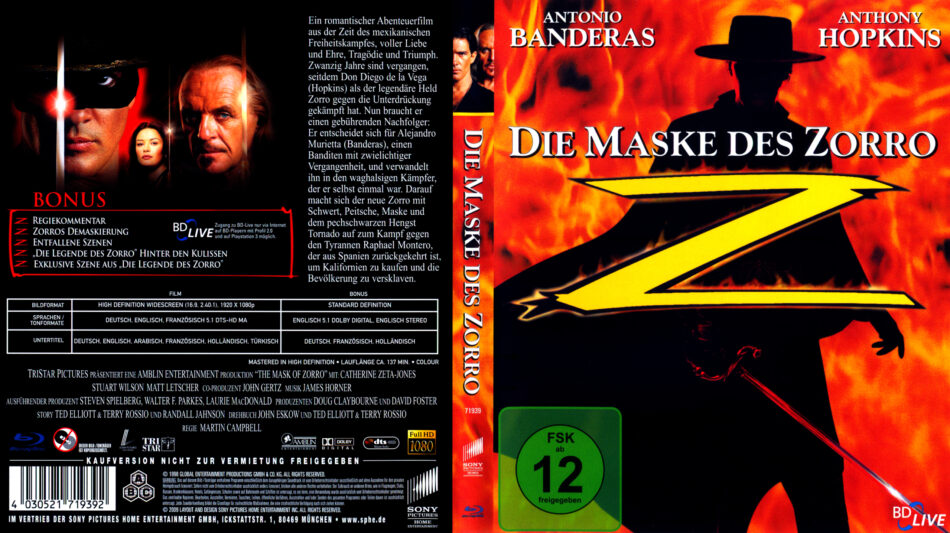 Die Maske des Zorro (1998) R2 German Blu-Ray Cover - DVDcover.Com