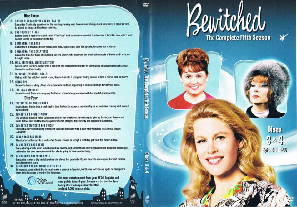 Bewitched Season 5 Discs 3 And 4 R1 DVD Cover & Labels - DVDcover.Com