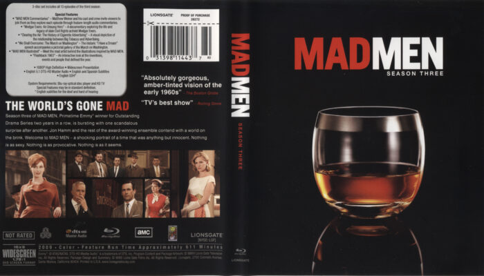 Mad Men: Season Three (2009) R1 Blu-Ray Cover & labels - DVDcover.Com