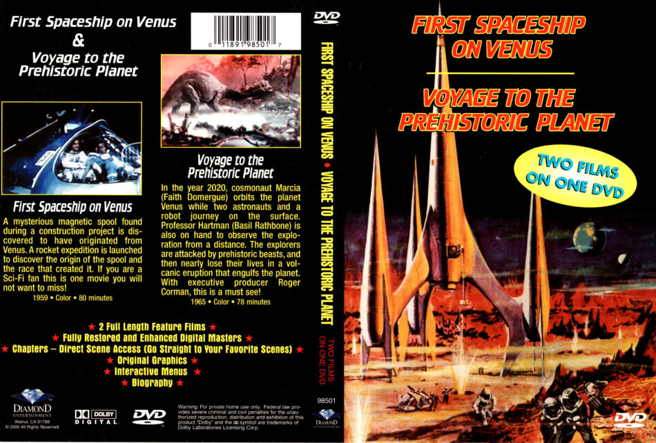 FIRST SPACESHIP ON VENUS - VOYAGE TO THE PREHISTORIC PLANET (2000) R1 DVD  COVER & LABEL 