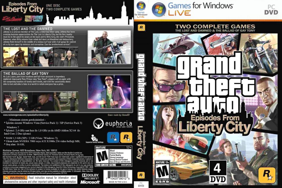 Grand Theft Auto Iv Episodes From Liberty City 10 Eu Pc Dvd Cover Labels Dvdcover Com