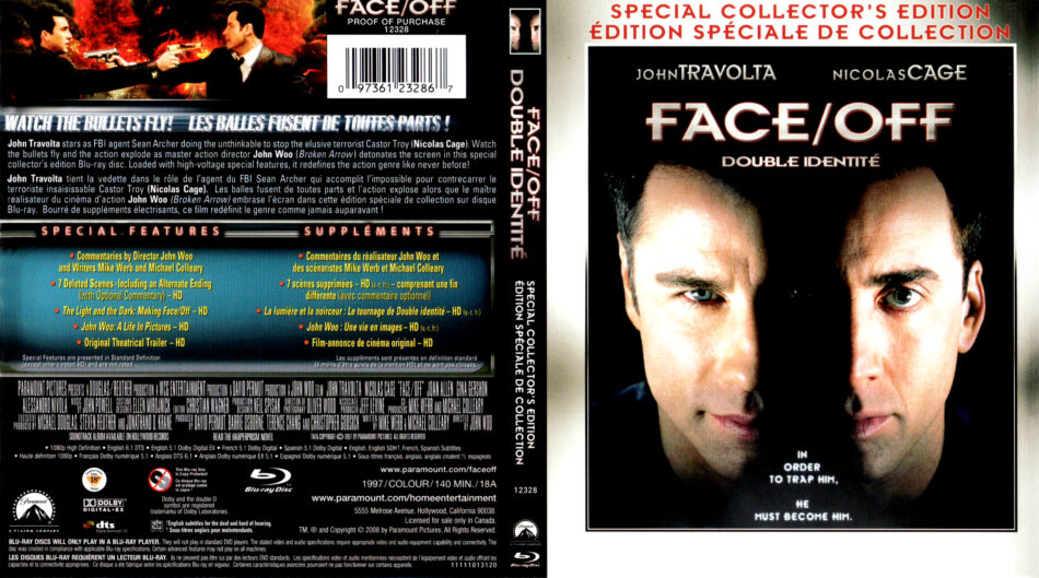 FACE/OFF SCE (1997) R1 BLU-RAY COVER & LABELS - DVDcover.Com