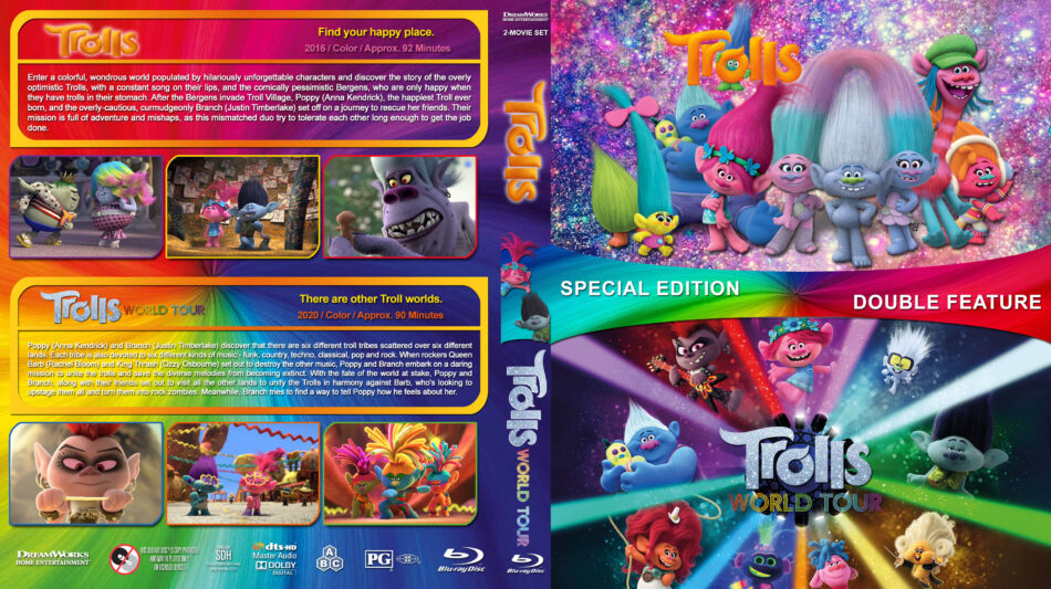 Trolls Double Feature R1 Custom Blu-Ray Cover - DVDcover.Com