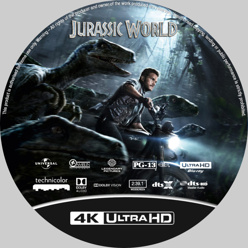 Jurassic World 2015 R1 Custom 4k Blu Ray Label Dvdcover Com