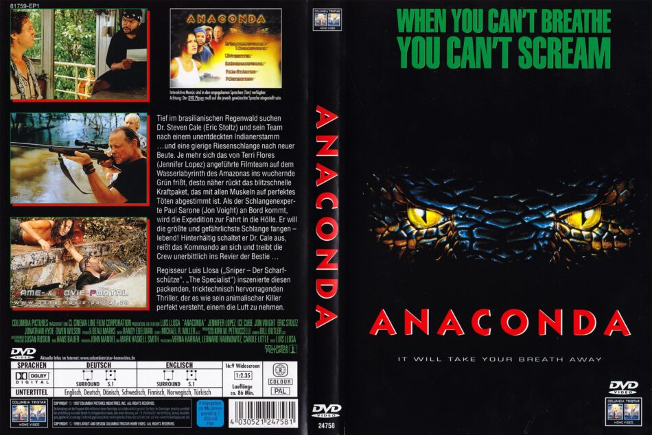 Анаконда 3 анаконда 1. Anaconda 1997 DVD Cover. Анаконда 1997 обложки. Анаконда 1-2 Blu-ray. Обложка для двд Анаконда (1997) Anaconda.