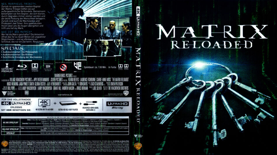 Matrix Reloaded 2003 De 4k Uhd Cover Dvdcover Com
