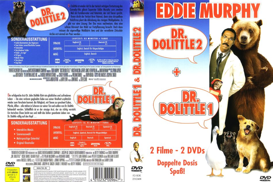 Dr. Dolittle 1&2 (1998) R2 DE DVD Cover - DVDcover.Com