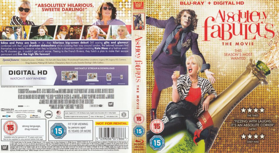 Absolutely Fabulous The Movie 2016 R2 Blu Ray Cover and Label