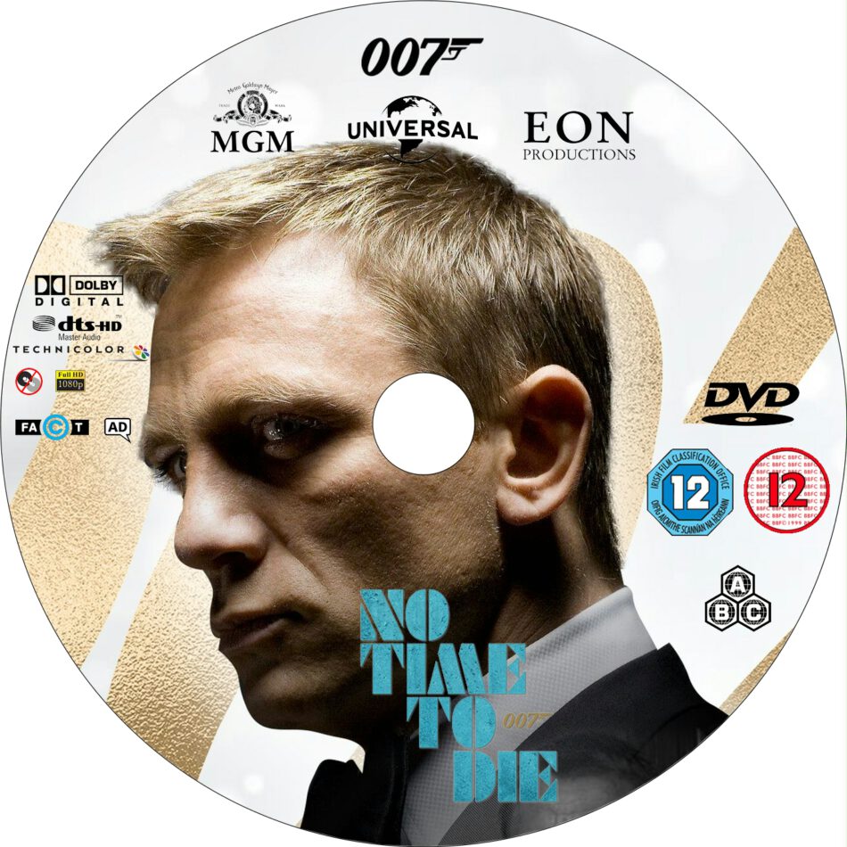 No Time To Die (2021) Custom R2 DVD Cover and Label