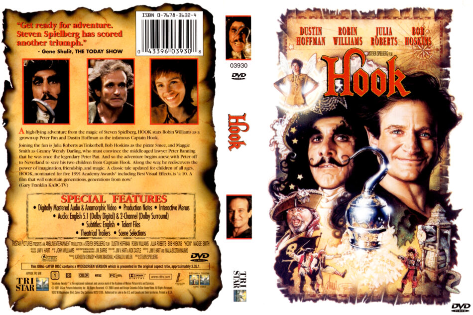 HOOK (1991) DVD COVER & LABEL 