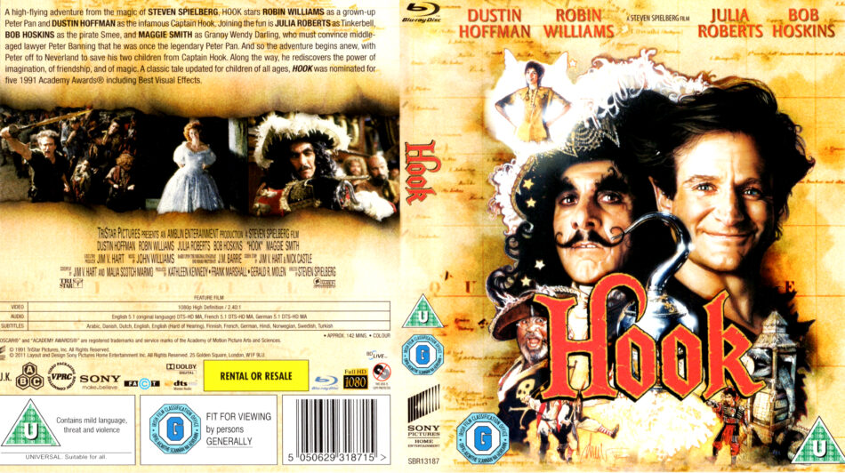 HOOK (1991) R2 BLU-RAY COVER & LABEL 