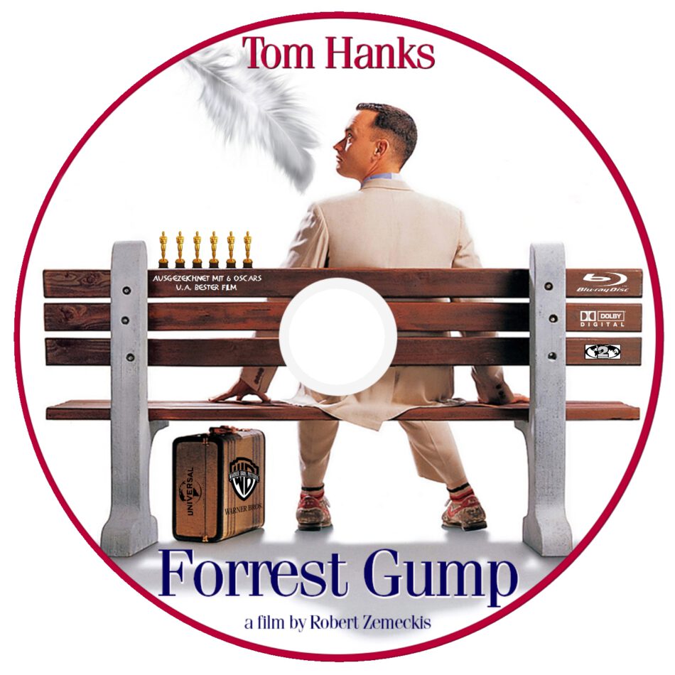 Forrest Gump (1994) R2 Custom Blu-Ray Label - DVDcover.Com