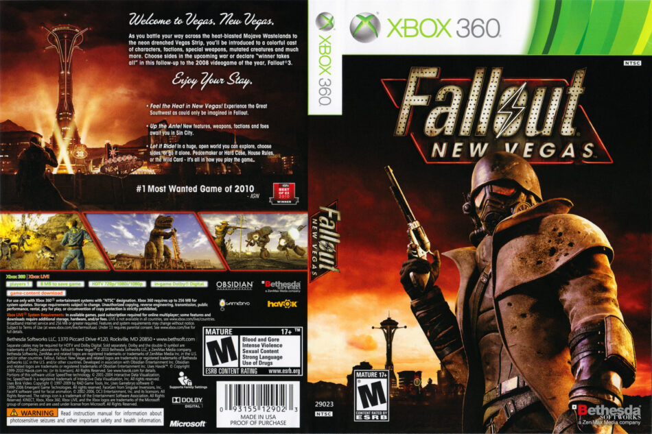 Fallout: New Vegas (NTSC) XBOX Cover.