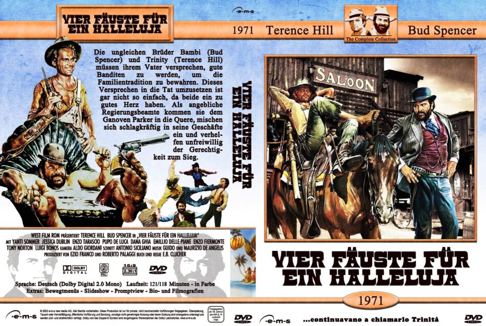 Aufkleber Vier Fäuste für ein Halleluja Terence Hill Bud Spencer Film 1971 