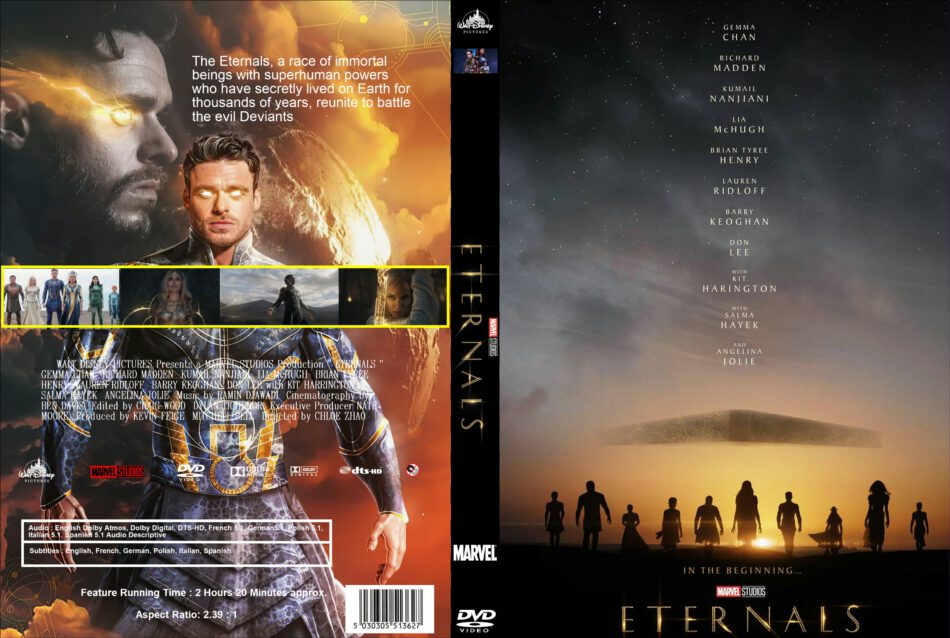 Eternals (2021) Custom Clean DVD Cover and Labels - DVDcover.Com