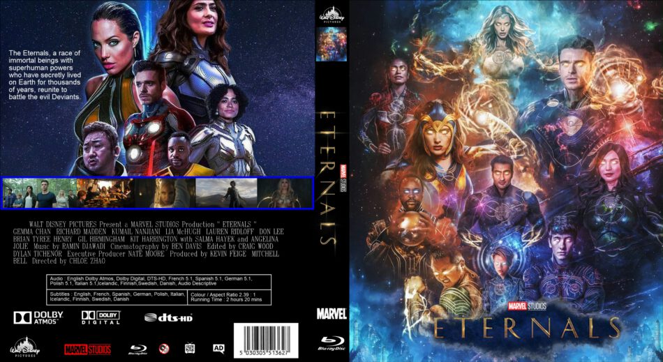 Eternals (2021) Custom Clean Blu Ray Cover and Labels - DVDcover.Com