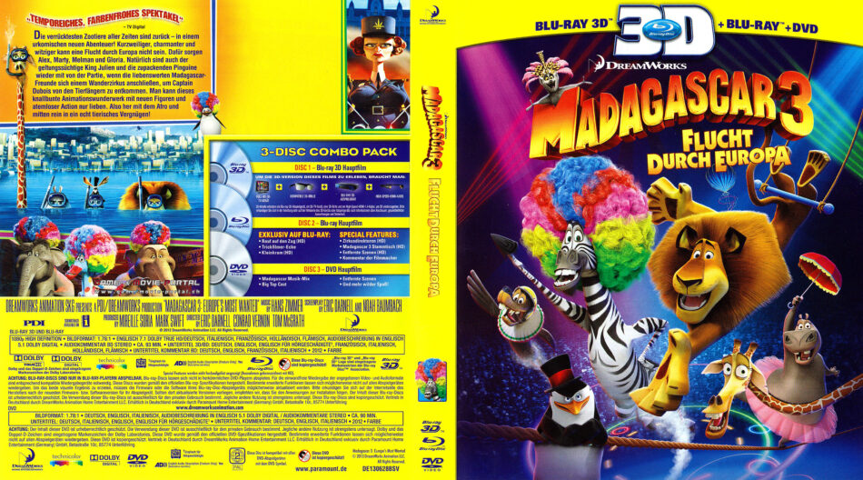 Madagascar 3 3D DE Blu-Ray Cover - DVDcover.Com