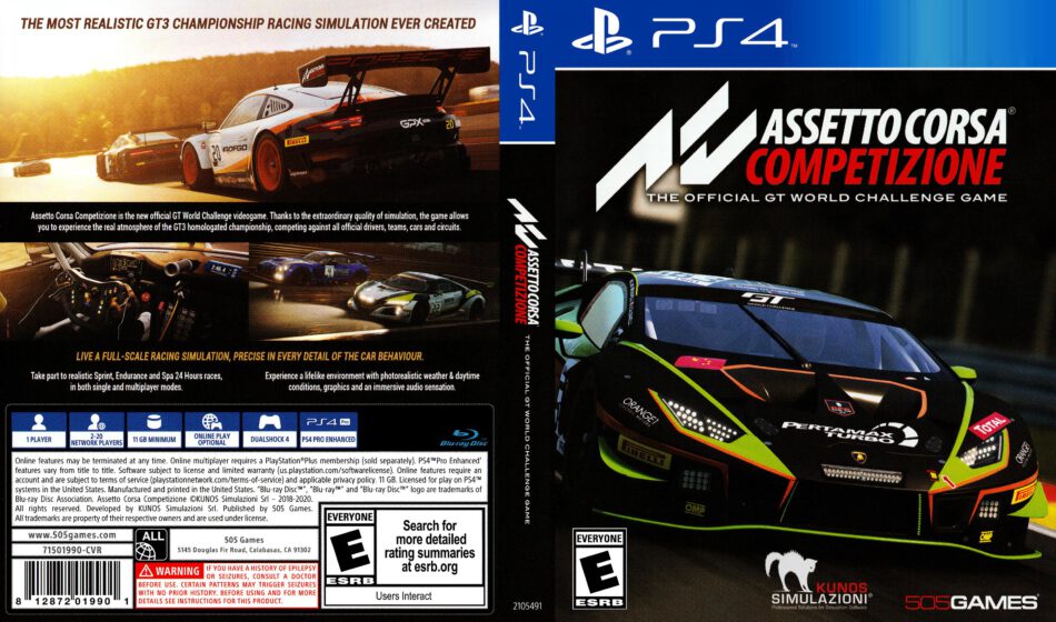 Assetto Corsa Competizione (NTSC) PS4 Cover - DVDcover.Com