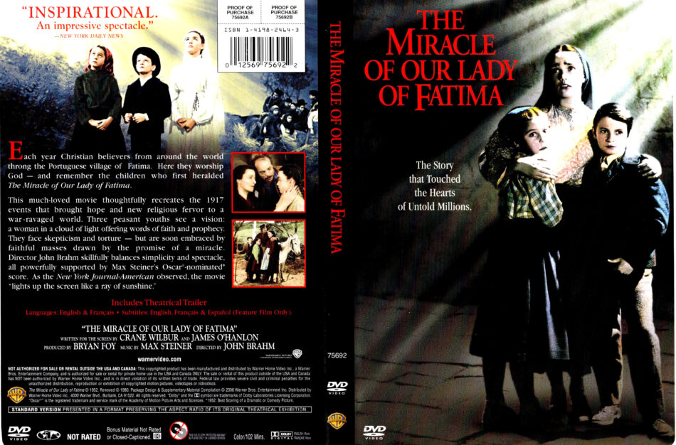 THE MIRACLE OF OUR LADY OF FATIMA (1952) DVD COVER & LABEL - DVDcover.Com