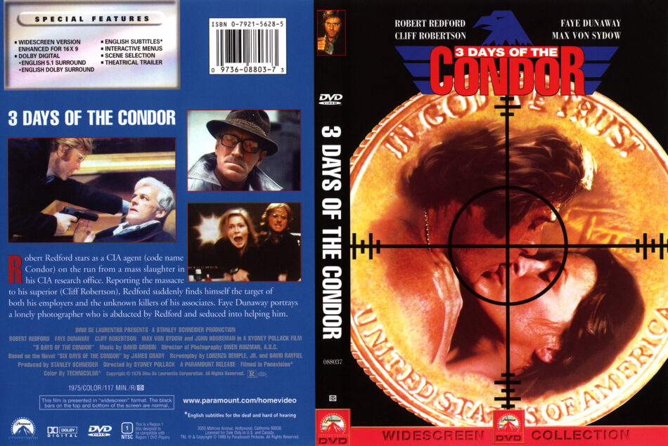 Three Days of the Condor (1975) R1 DVD Cover - DVDcover.Com