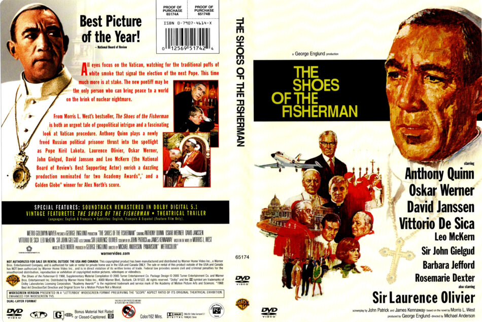 THE SHOES OF THE FISHERMAN (1968) DVD COVER & LABEL 