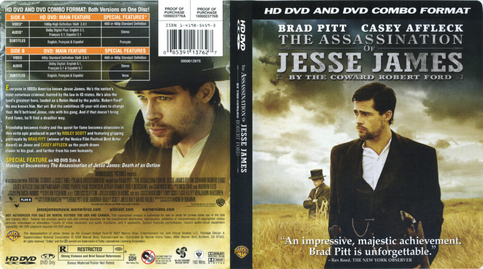 The Assassination Of Jesse James By The Coward Robert Ford HD DVD Cover ...