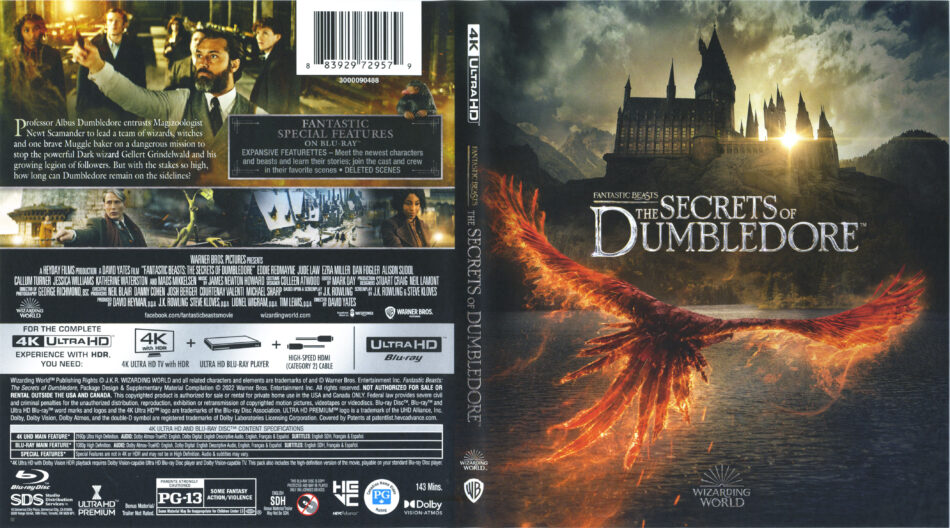 Fantastic Beasts: The Secrets Of Dumbledore 4K UHD Cover & Labels