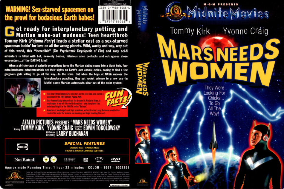 MARS NEEDS WOMEN (1967) DVD COVER & LABEL 
