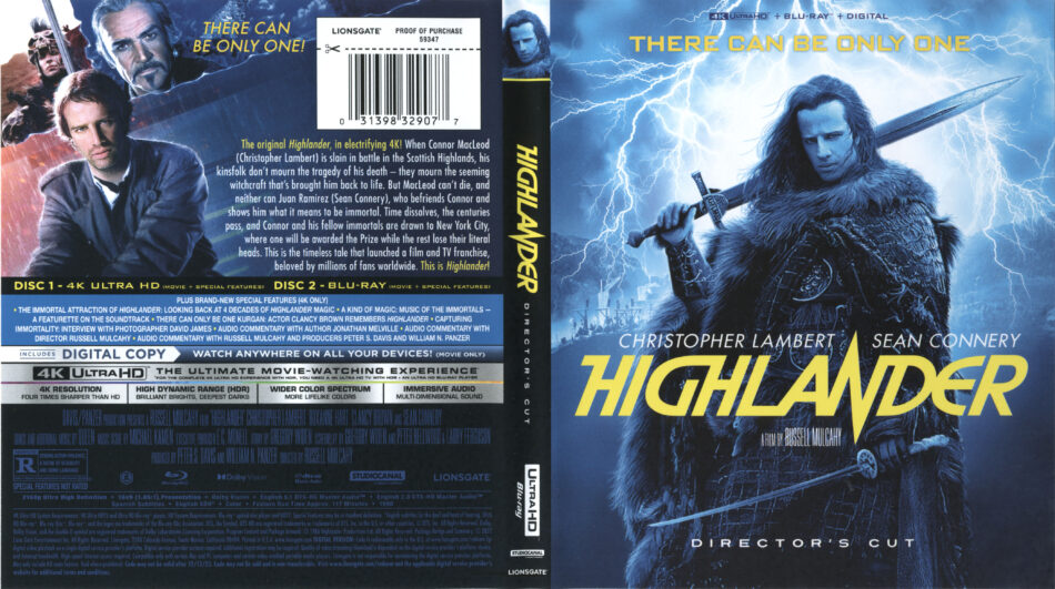 Highlander 4K UHD Cover Labels DVDcover.Com