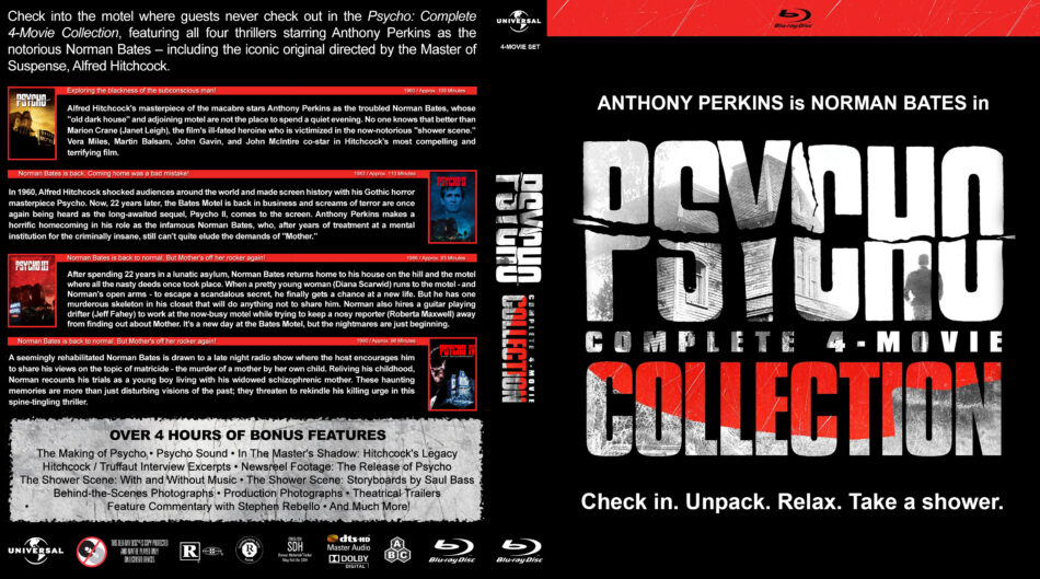 Psycho Complete 4 Movie Collection Custom Blu Ray Cover DVDcover.Com