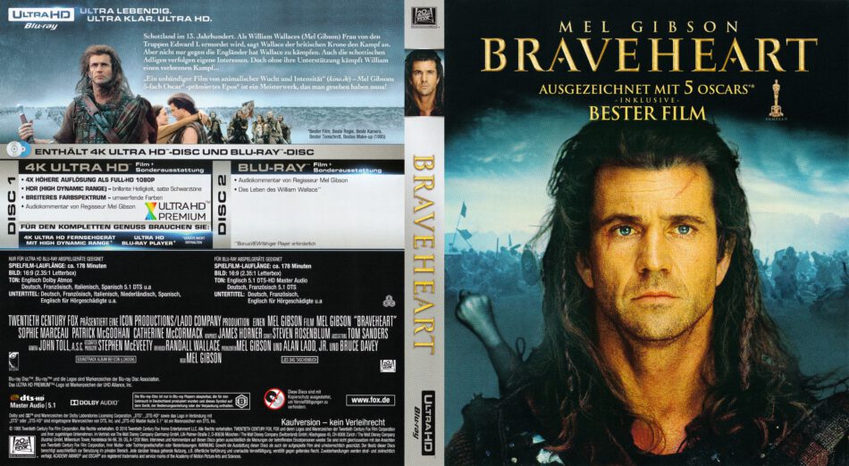 Braveheart DE 4K UHD Cover & Labels - DVDcover.Com