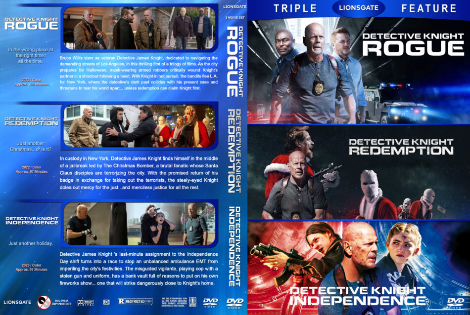 Detective Knight Triple Feature R1 Custom DVD Cover - DVDcover.Com
