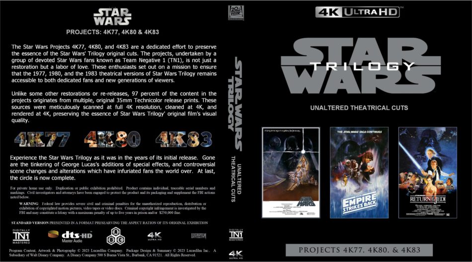 Custom 4K Blu-ray covers I made for the Star Wars Original Trilogy  theatrical versions : r/4kbluray
