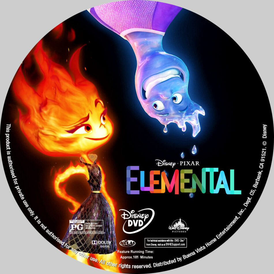 Elemental (2023) Custom DVD Label