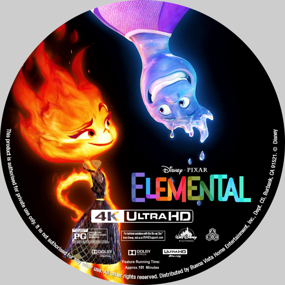 Elemental (2023) Custom 4K UHD Label - DVDcover.Com