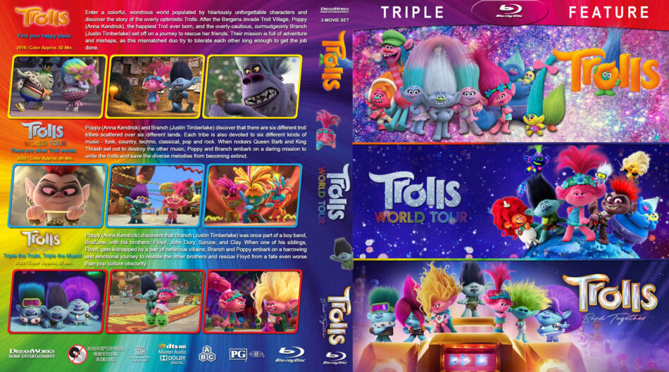 Trolls Triple Feature Custom Blu-Ray Cover - DVDcover.Com